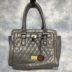 Christian Lacroix Quilted Vegan Leather Satchel Gray
